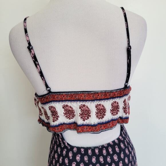 American Eagle Outfitters Maxi Dress Navy Spaghetti Straps Ruffle Women XS - Picture 7 of 12